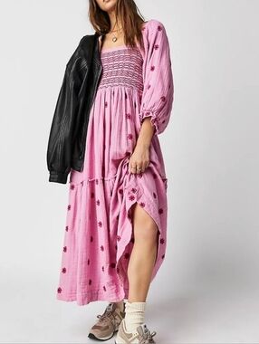 Free People Dahlia Embroidered Gauze Dress XL